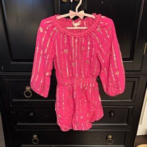 LoveShackFancy Pink and Gold Kids Casual Dress